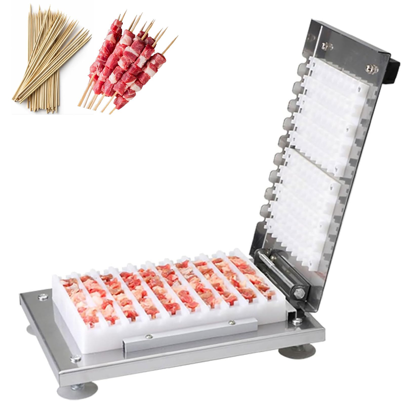 Pincho manual para brochetas en acero inoxidable de alta resistencia con 50 pinchos