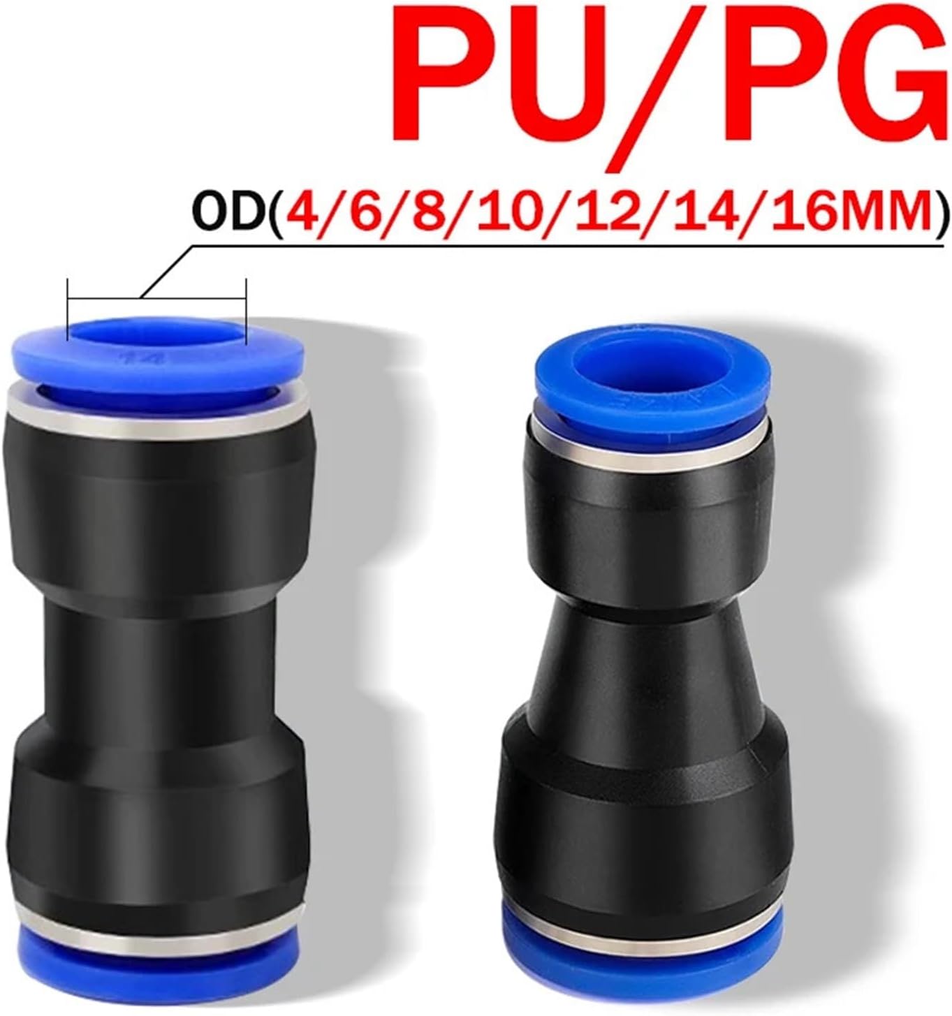 Pneumatic Fittings Quick Air Connector Hose Fitting Plastic PU PG 4mm-12mm Push Into Tube 10Pcs(PU 8)