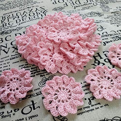 2'' Handmade Crochet Flowers Embellishments Appliques for Crafts, Flower Garland, Clothing, Headbands, Hats, Gift Package Needs, Pack of 20