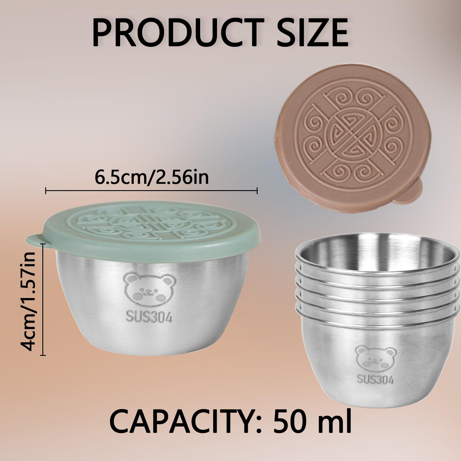 8 Stück Mini Dosen Auslaufsichere Salatdressing Gewürzbehälter, 50ml Edelstahl Dressing Behälter mit Silikon Deckel, Wiederverwendbare Mini Saucenbehälter Dip, für Dips, Gewürze, Sauce, Marmelade