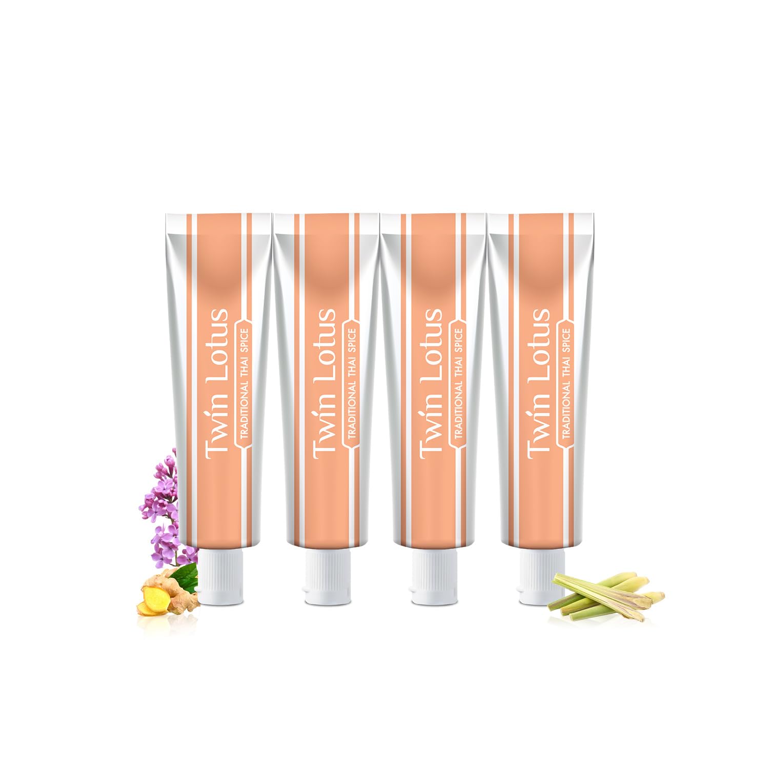 Twin Lotus Natural Herbal Thai Flavor Toothpaste, Fluoride Free,Peroxide Free,No Triclosan, Curcumin,Clove,Botanique Whitening Complete Care Toothpaste,mini Size 0.88oz 4 PKs