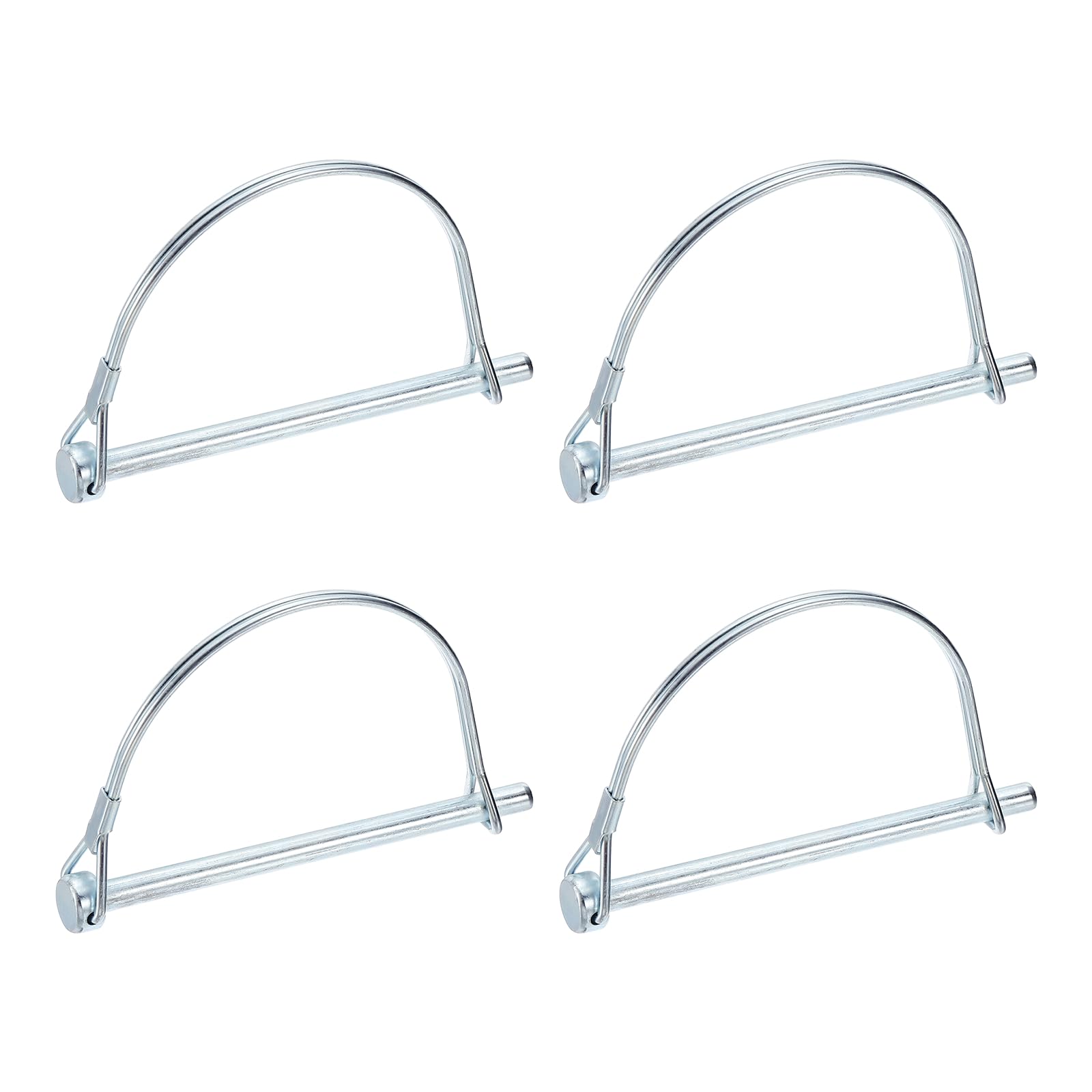 PATIKIL 4 Pcs Trailer Coupler Pins, 1/4" x 3.9" (6.3mm x 100mm) Safety Wire Lock Hitch Pin Arch Shaft Spring Locking Clip Half Round for Farm Trailers Lawn Garden Wagons, Silver
