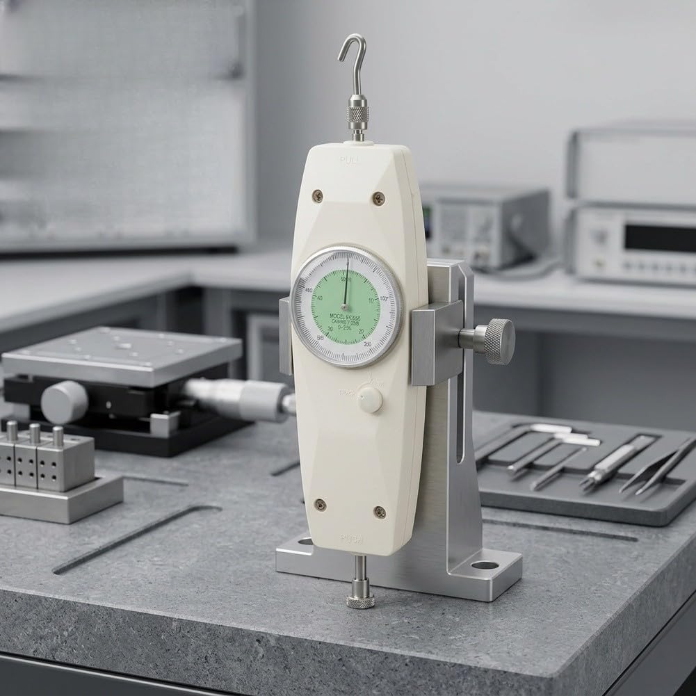 Zeiger Push-Pull Kraftmesser NK-500, 500N Prüfinstrument mit Analogausgang | präzise Zug-Druck-Messung für Elektronik, Autoteile und Textilindustrie, robustes ABS-Gehäuse, handheld oder fest montierbar