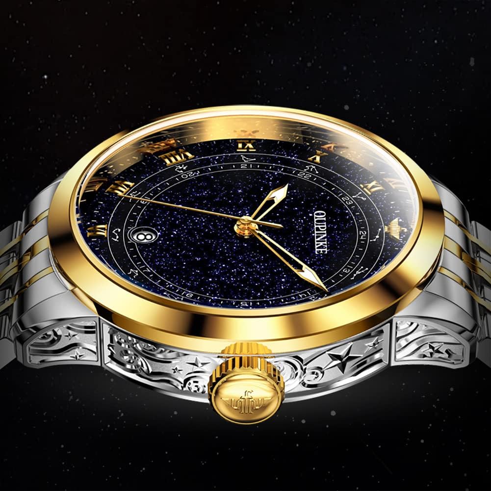 OUPINKE Automatic Watches for Men Starry Sky Luxury Mechanical Waterproof Date Luminous Sapphire Tungsten Steel Wrist Watch