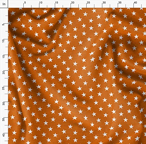 Image of Soimoi Orange Polyester Crepe Fabric Stars Star Printed Craft Fabric by the Meter 52 Inch Wide