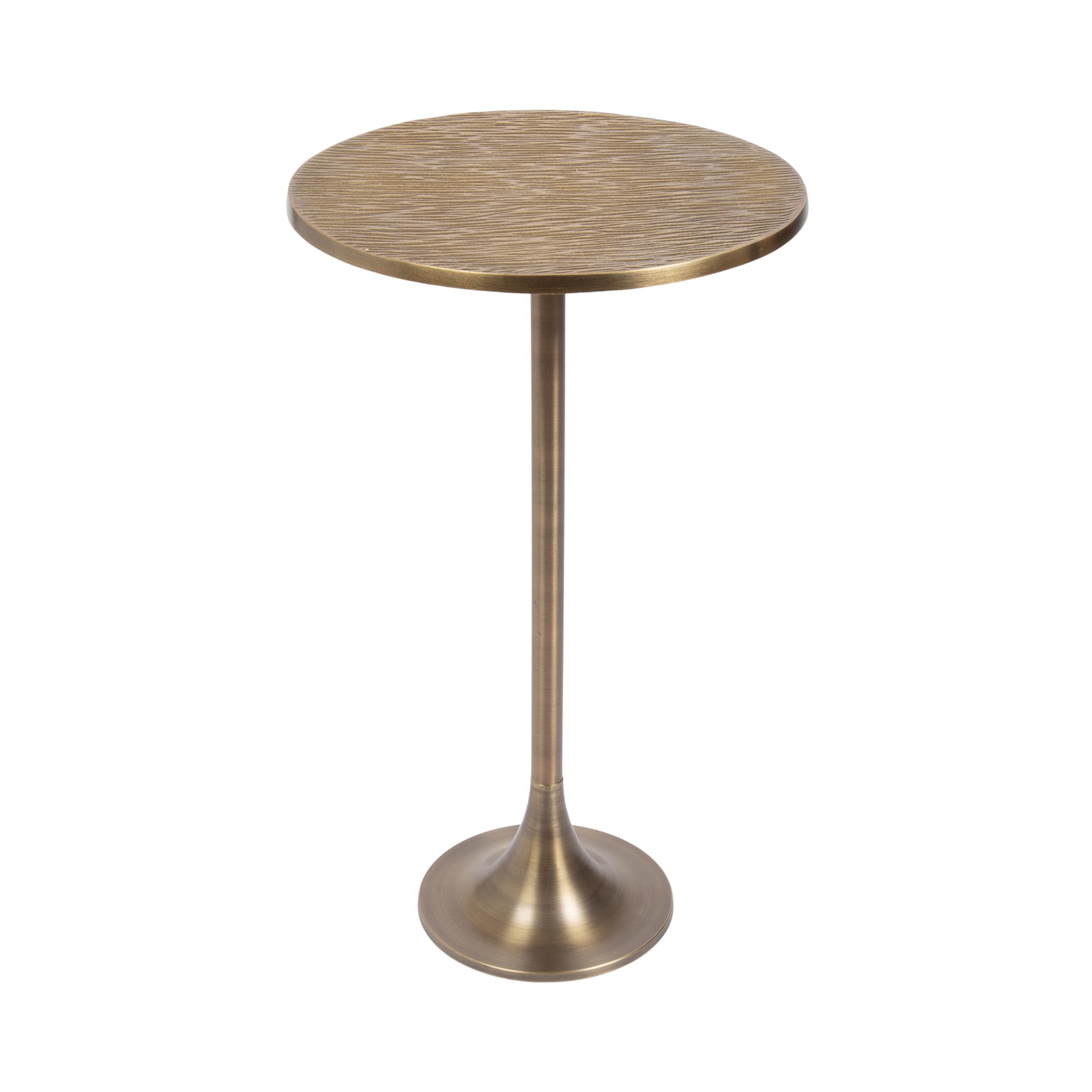 Kate and Laurel Baronet Modern Cast Aluminum Round Side Table, 14 x 14 x 24, Antique Brass, Transitional Circle End Table for Use as a Bedroom Nightstand or Living Room Plant Stand Option