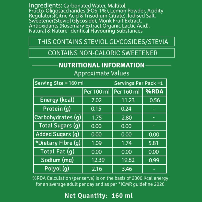 Image of CHINI KUM Lemon POP (Zero Sugar, Prebiotic Fibre, Stevia, Monk Fruit, 7cal /100ml, No Preservative, Guilt-Free Beverage) | 160ml | Pack of 1