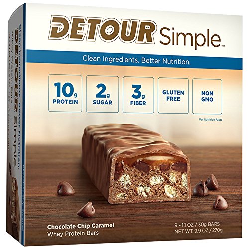 Detour Simple Whey Protein Bar, 1.1 Ounce, Chocolate Chip Caramel, 9 Count Detour Simple Whey Protein Bar, 1.1 Ounce, Chocolate Chip Caramel, 9 Count