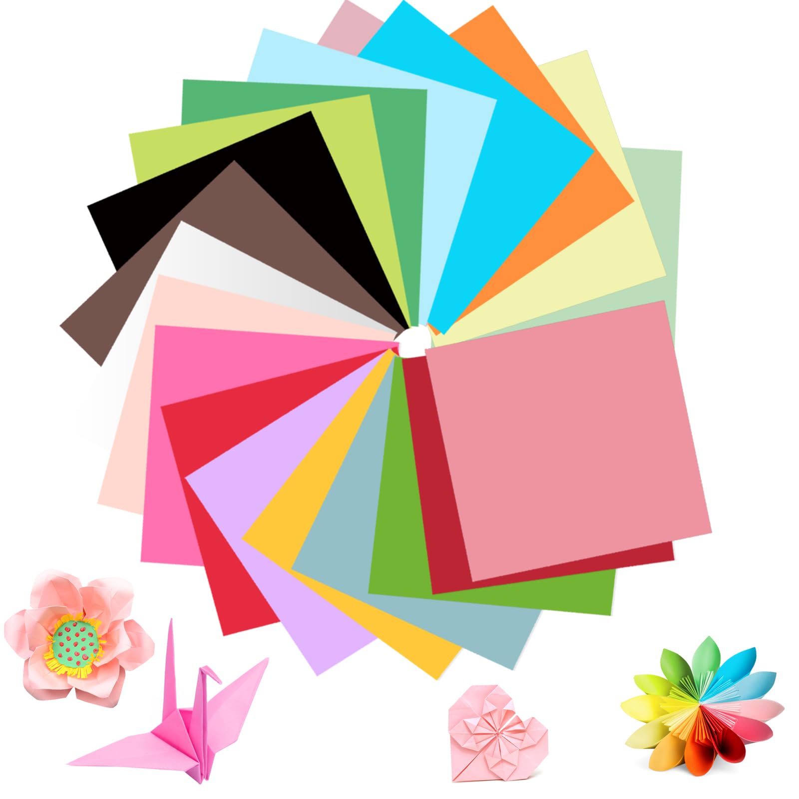 200 Sheets Coloured Paper 20x20CM, 20 Colours Double Sided Origami Paper