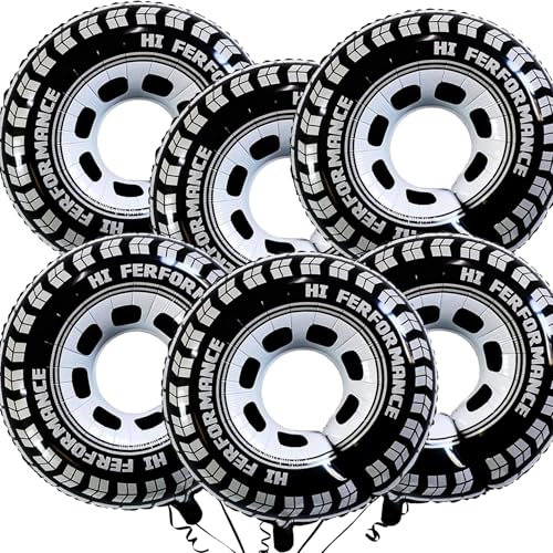 Wheel-Balloons Racingcar-Balloon 6PCS 30 Inch Large Wheel Balloons Race-Car Theme Party Birthday Decorations Boy Men Racing Celebration Supplies
