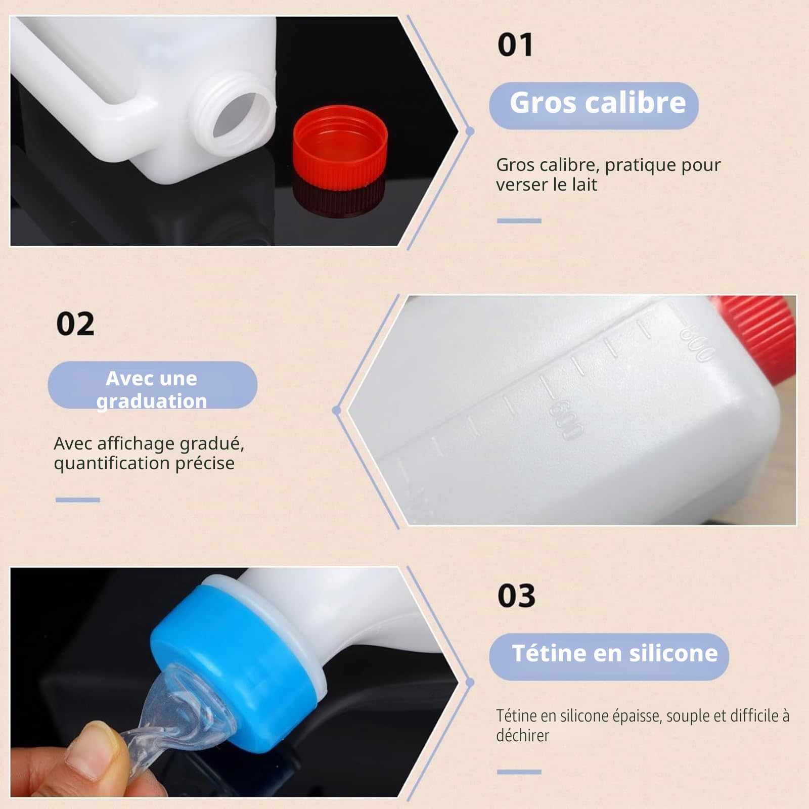 6 Pack Biberon Agneau, Biberon Chevreaux Allaitement pour Agneaux & Bébé Chèvre - Seau à Lait en Bouteille d'agneau, Bouteille de Chèvre, Bouteille de Boisson Suspendue
