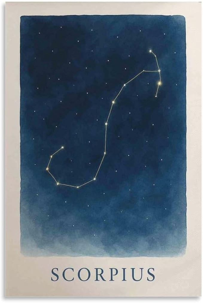 Constellation Celestial Zodiac Astrology Poster Scorpius Artworks Picture Print Poster Wall Art Painting Canvas Decor Home Posters Decorative 12x18inch(30x45cm)