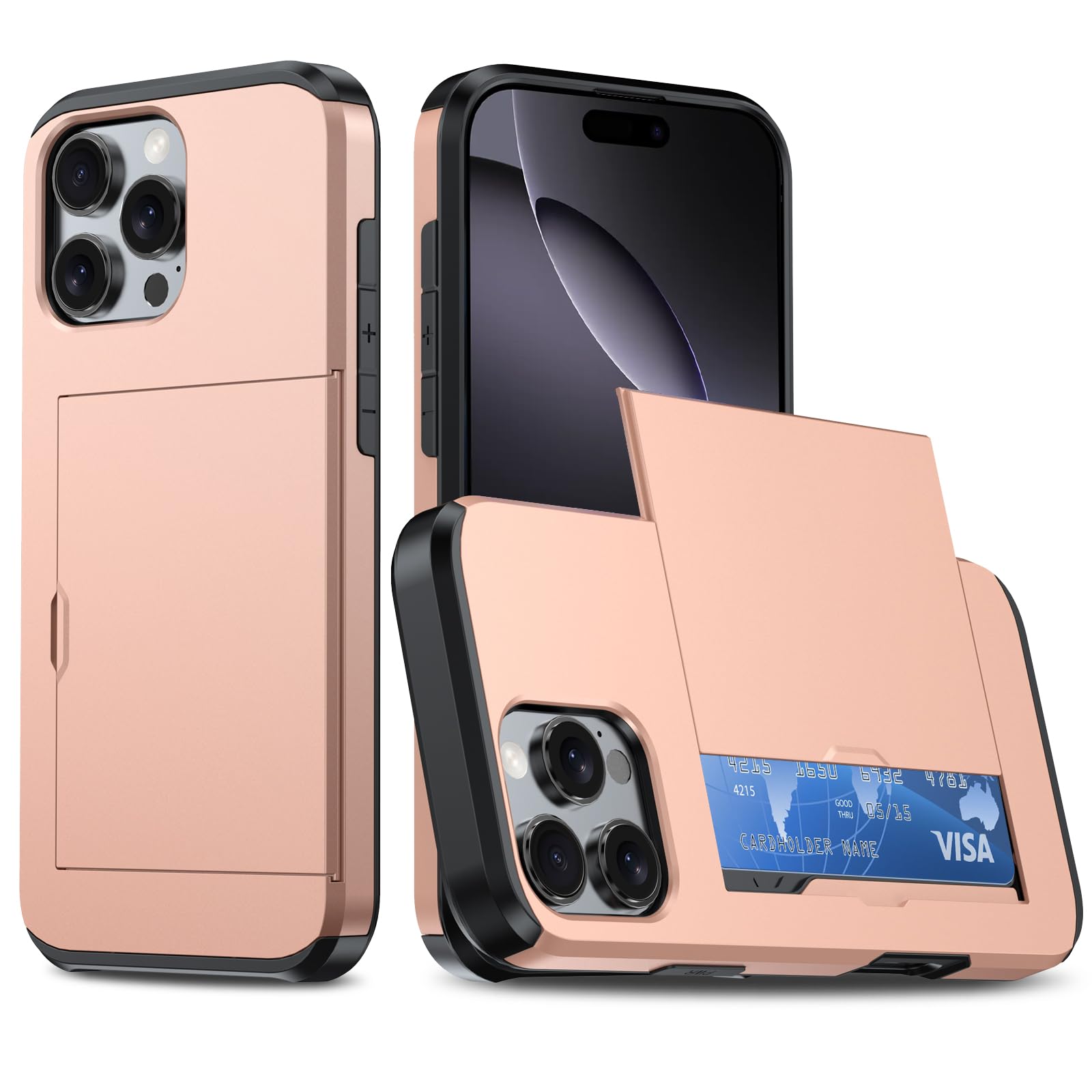 Compatible with iPhone 16 Pro Max Wallet Case with Card Holder, Dual Functions Wallet Case and Card Holder with Hidden Card Slot Shockproof&Anti-Yellowing, Card Holder Case 6.9 Inch for Women Men
