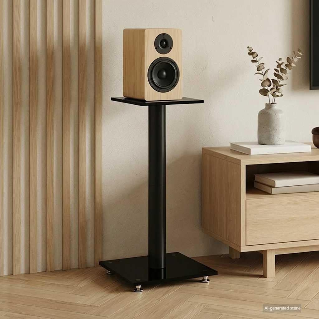 vidaXL Pedane per Casse 2pz Nero Vetro Temperato Design a 1 Pilastro