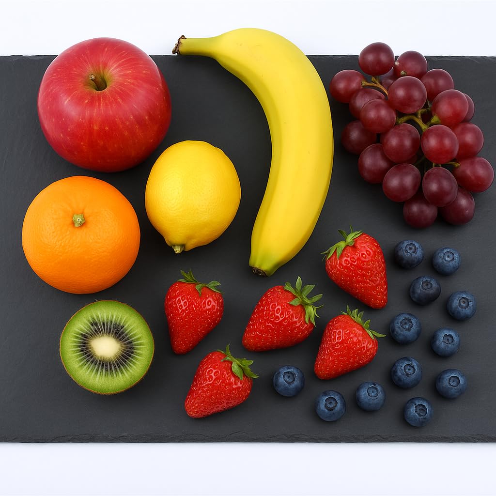 hausleben Lot de 4 plateaux en ardoise rectangulaires, 35 x 25 cm, plateau de service en ardoise naturelle, antidérapants, adaptés à un usage alimentaire, modernes, idéaux pour le fromage, les sushis