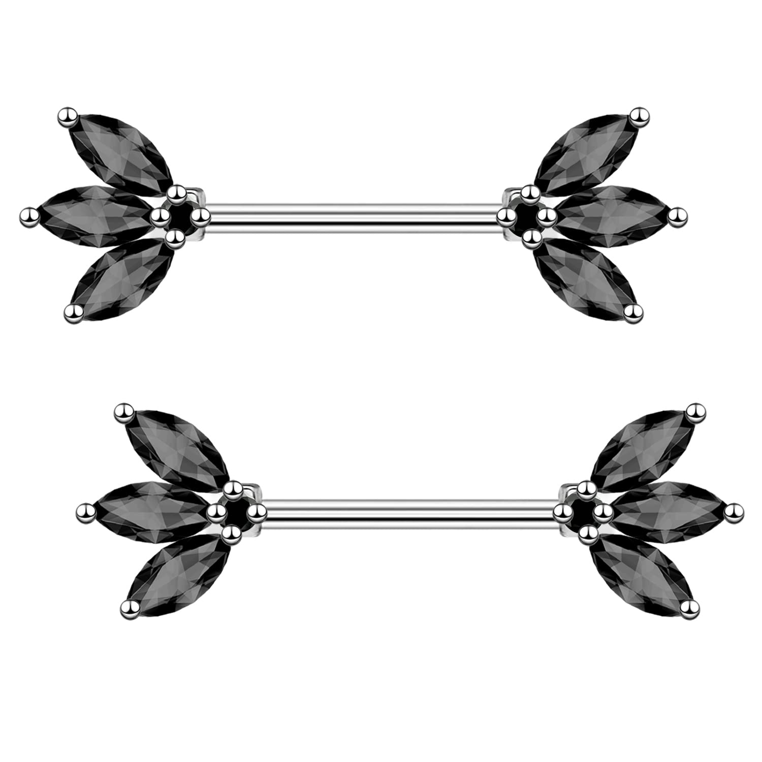 BODY16G CZCZ14G Leaf Nipple Rings 316L Surgical Steel Nipple Barbrlls Leaves Nipple Ring Body Piercing Jewelry for Women Men