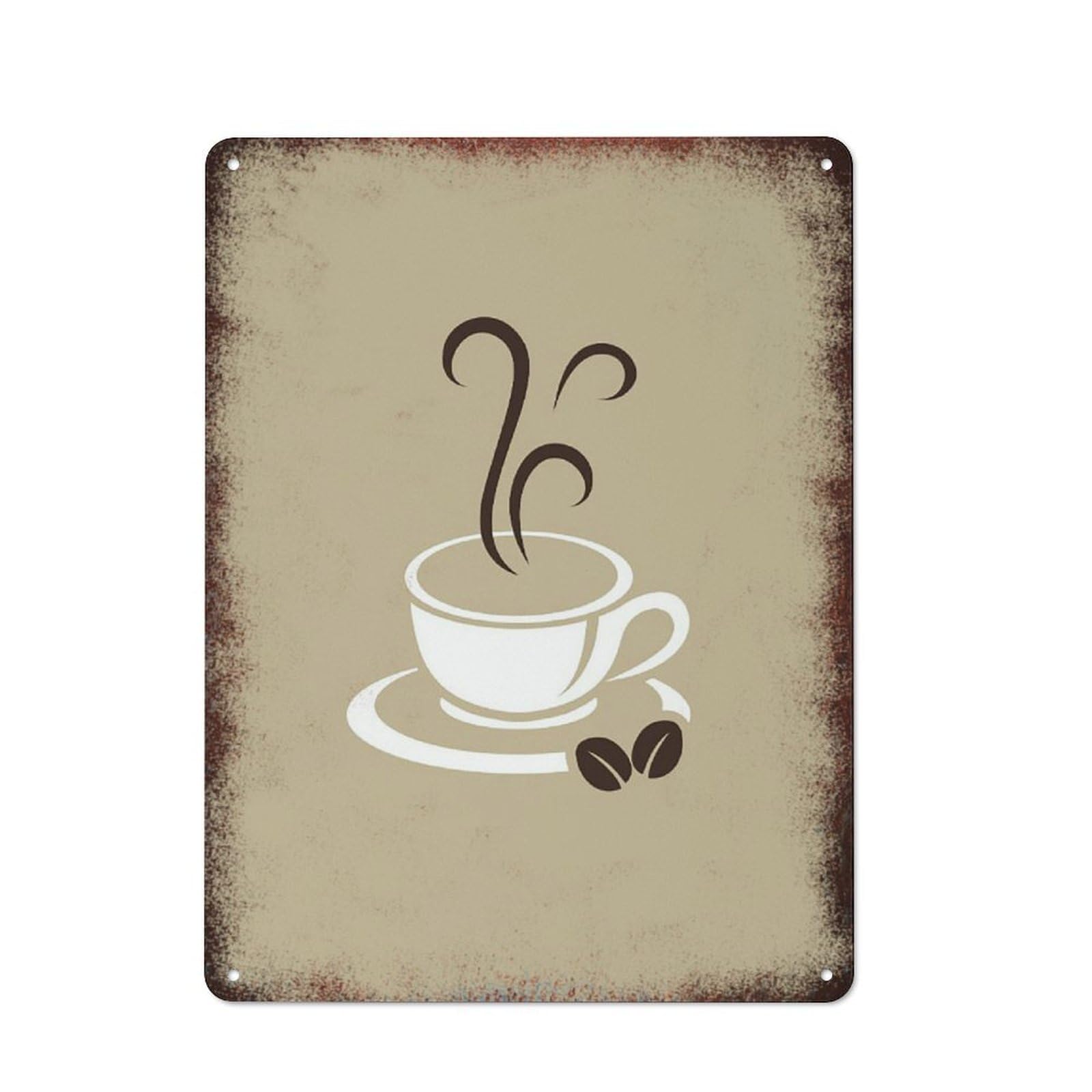 Metal Tin Sign Minimalist Coffee Cup With Beans Pattern Vintage Rustic Wall Art Kitchen Bathroom Bedroom Living Room Cafe Farmhouse Entryway Office Garage Home Bar Laundry Room Porch 12x16 Inch