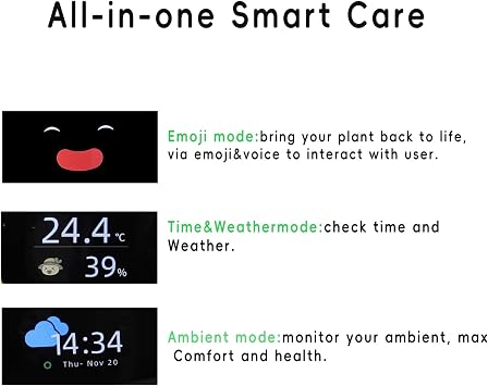 Smart Plant Pot with Expression, AI Intelligent Flower Pot for Indoor Decoration, Smart Garden Pot with Water/Light/Temperature Sensors, Ivy AI Planter (Green(Big))