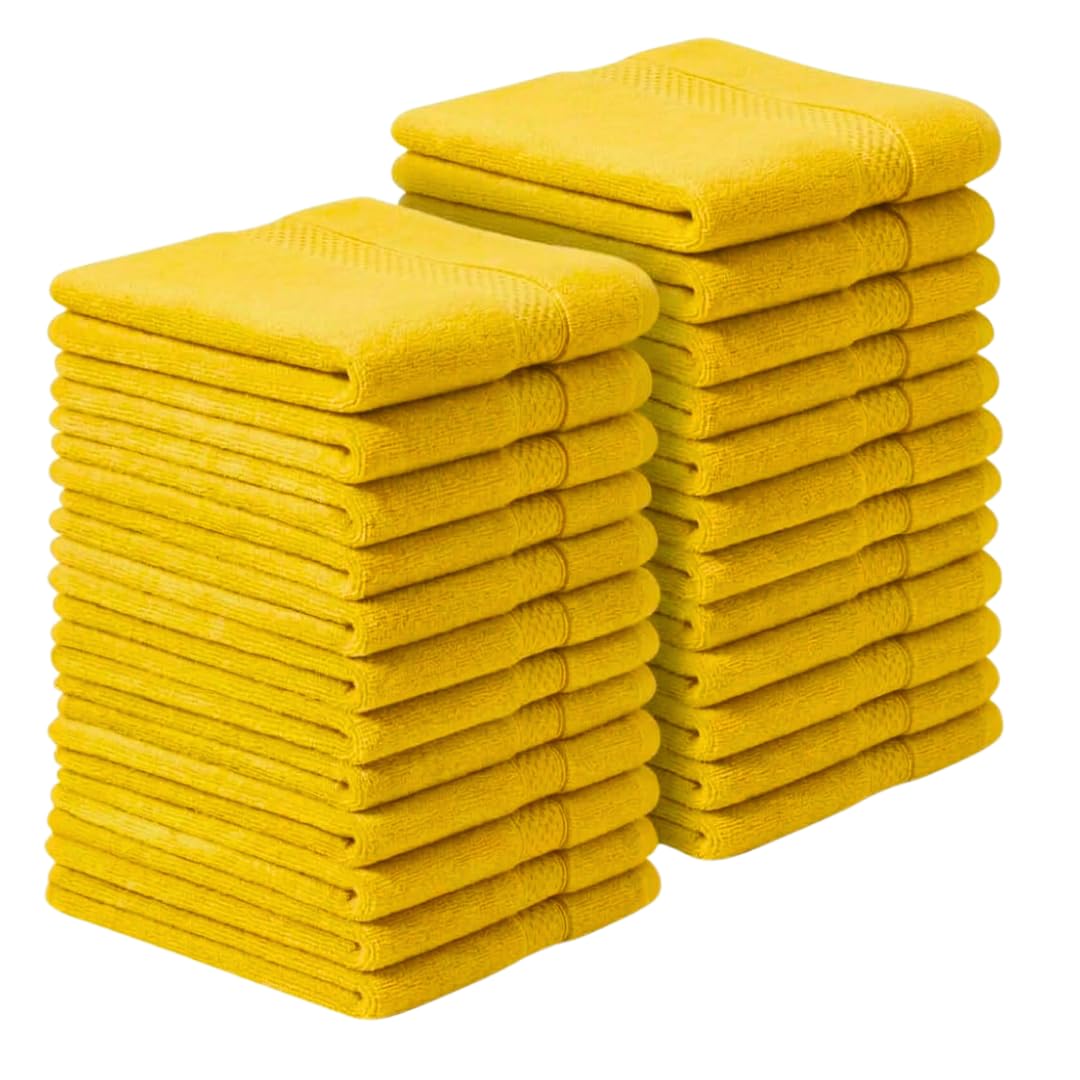 Diamond Tex Premium flannels/Washcloths 100% Cotton face cloth (30x30 cm 600 GSM) โ Soft Flannel Face cloth, (Blue Lagoon, Pack of 04) (4, Yellow)