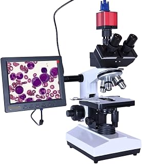 Digitales Mikroskop, 9-Zoll-LCD-Professional Lab Biological HD Trinocular Mikroskop Zoom 2500X + USB VGA CVBS elektronische Digitale CCD-Kamera(Set 2)
