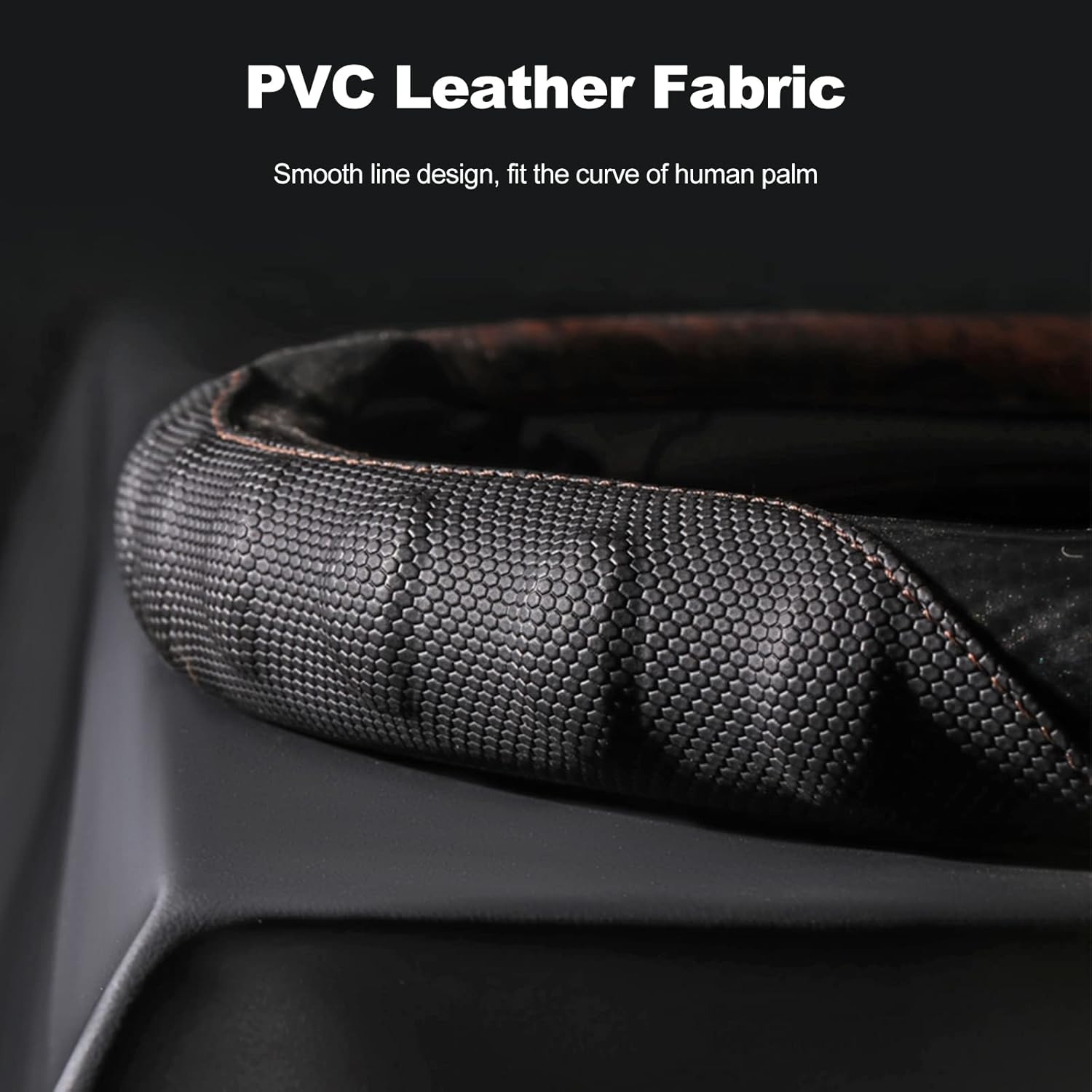 Ergocar Round Shape Car Steering Wheel Cover, Carbon Fiber and Crystal Peach Wood Steering Wheel Cover, Breathable Anti-Slip Car Steering Wheel Cover Universal, for Fit Four Seasons, 38CM