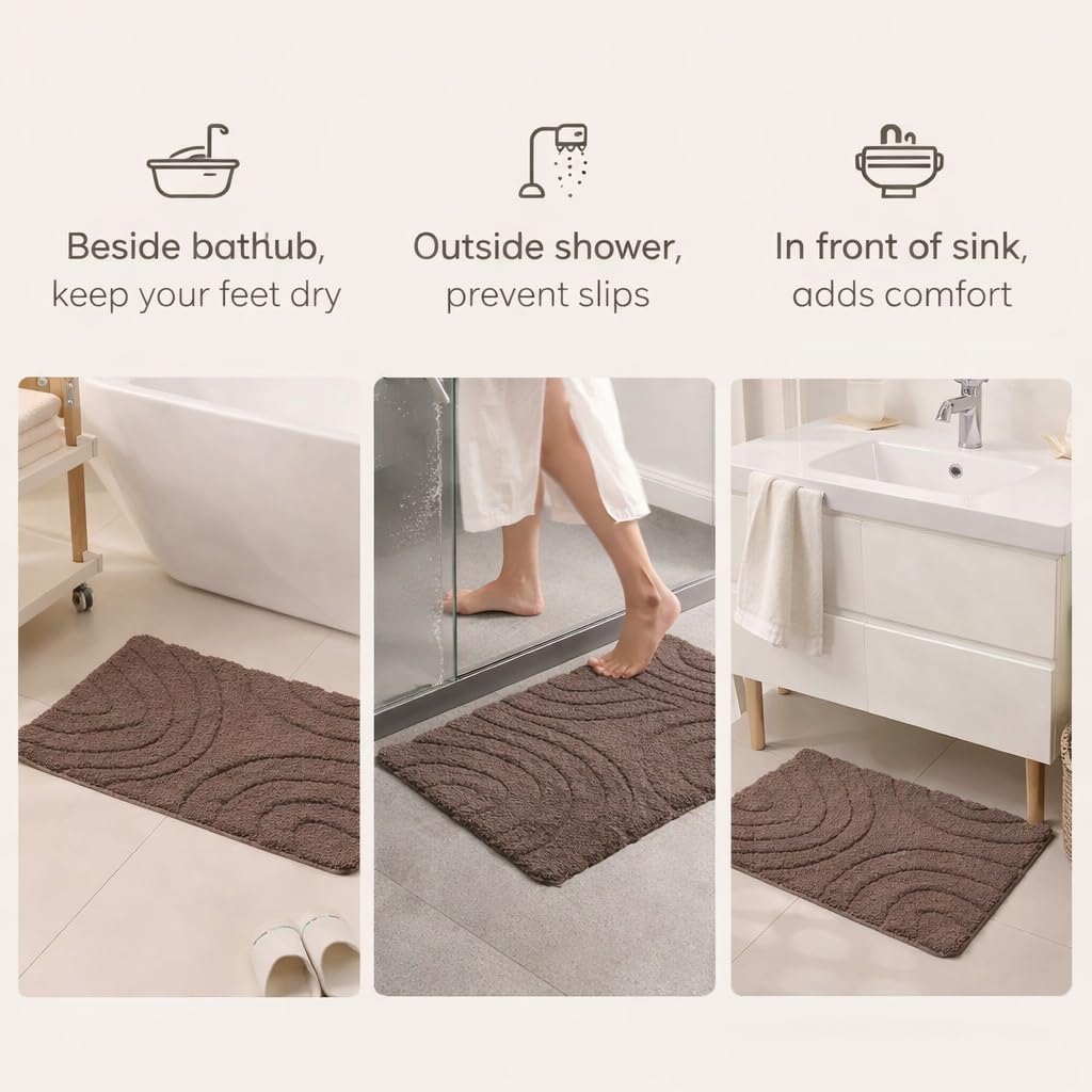 Modern Bathroom Mat Set Soft and Plush Bath Rugs for Bathroom Comfortable and Durable Bathmats Stylish Design for Bathroom