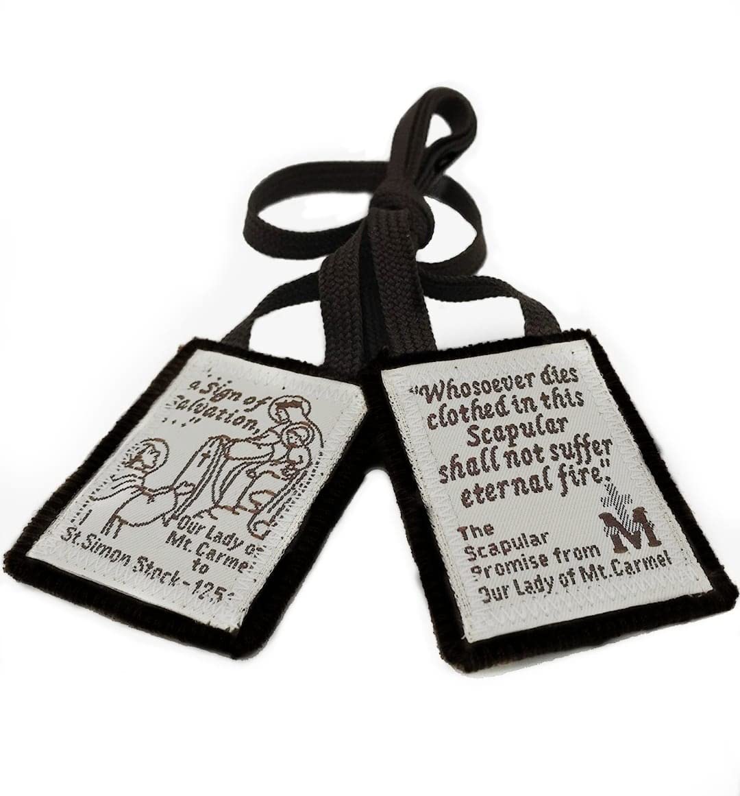 Brown Scapular Catholic Premium Handmade in India with 100% Wool - Our Lady of Mt Carmel Escapulario (Premium Stitch Edges) Set of 2