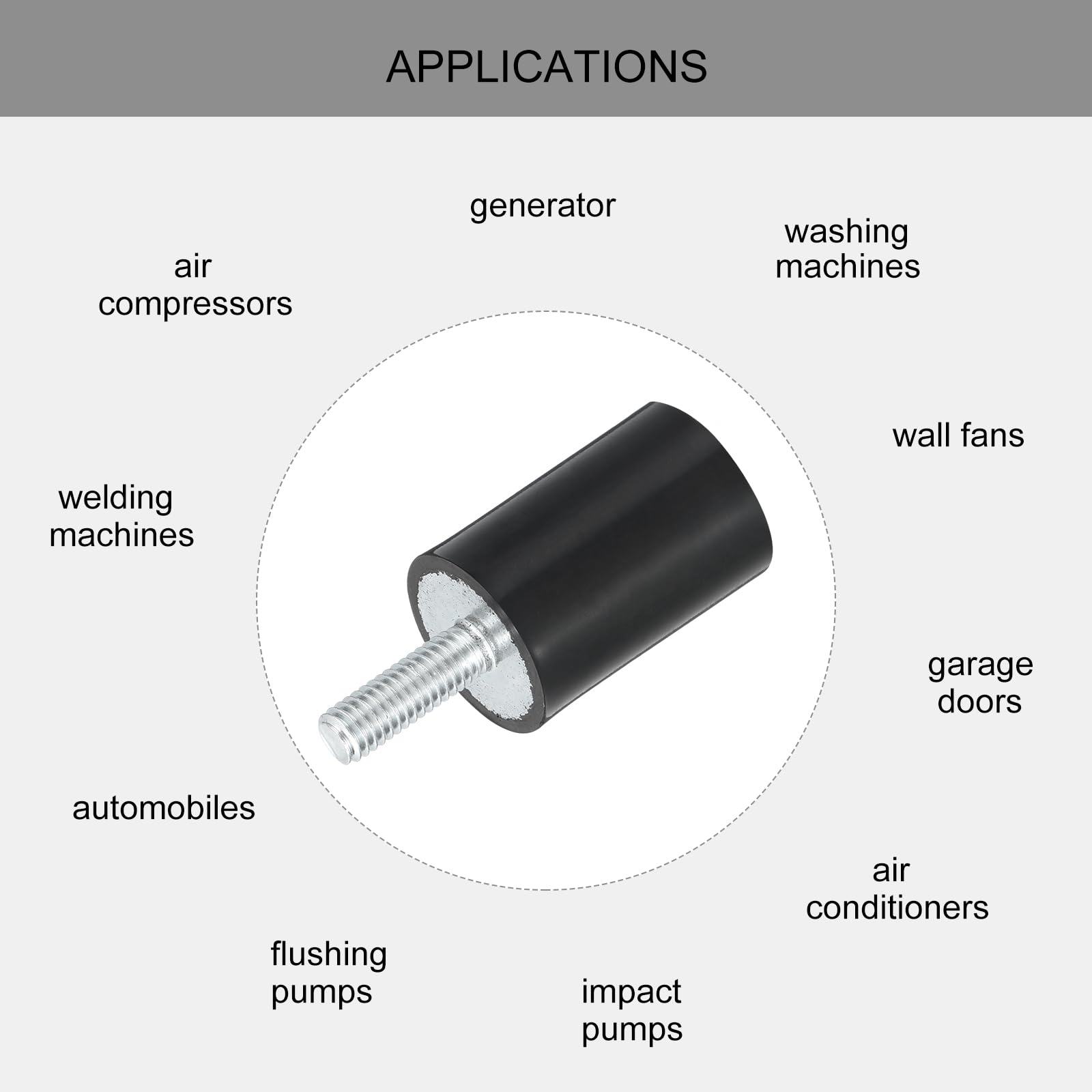 uxcell M6x1.0mm Thread Rubber Mounts, Vibration Isolators, Cylindrical Shock Absorber with Studs 20 x 30mm 4pcs — Amazon image 5