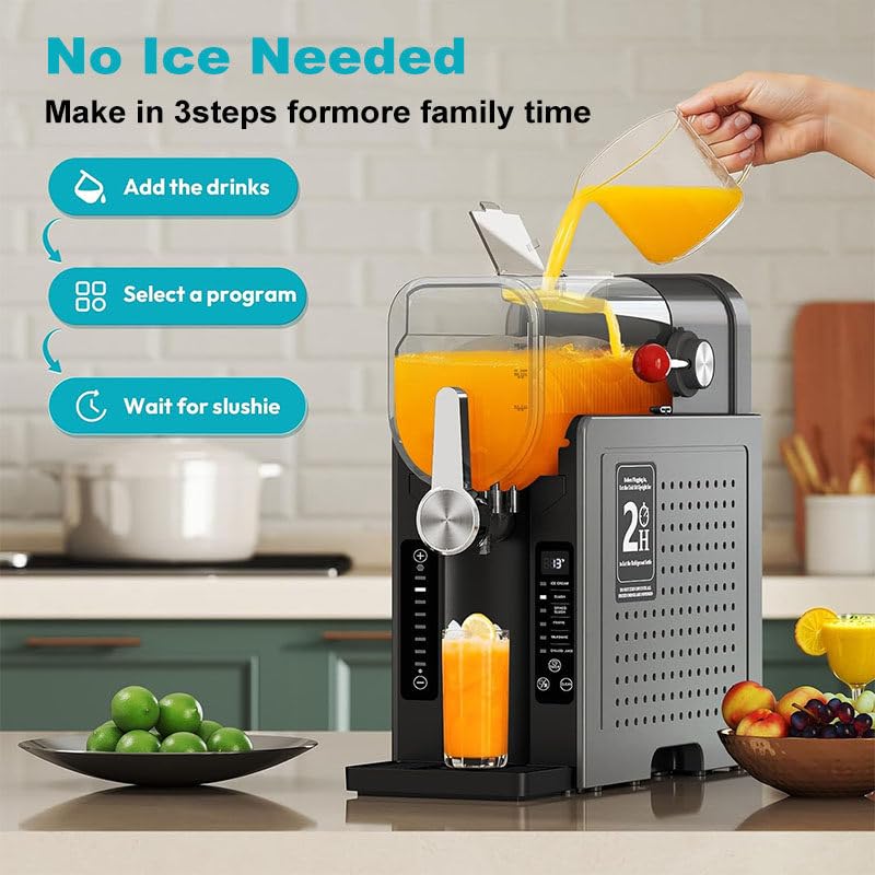 Slush-Maschine: All-in-One-Slush-Maker für Zuhause, kein EIS nötig, Echtzeit-Temperaturanzeige, automatische Reinigung, 6 Voreinstellungen | Frozen Margaritas, Cocktails – Bild 3