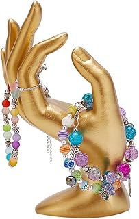 DELORIGIN Hand Jewelry Display Holder Gold OK Shaped Hand Ring Jewelry Organizer Stand Watch Stand Support Holder for Earring Ring Bracelet Storage Room Decor 2.76 x 3.54 x 6.3 Inches