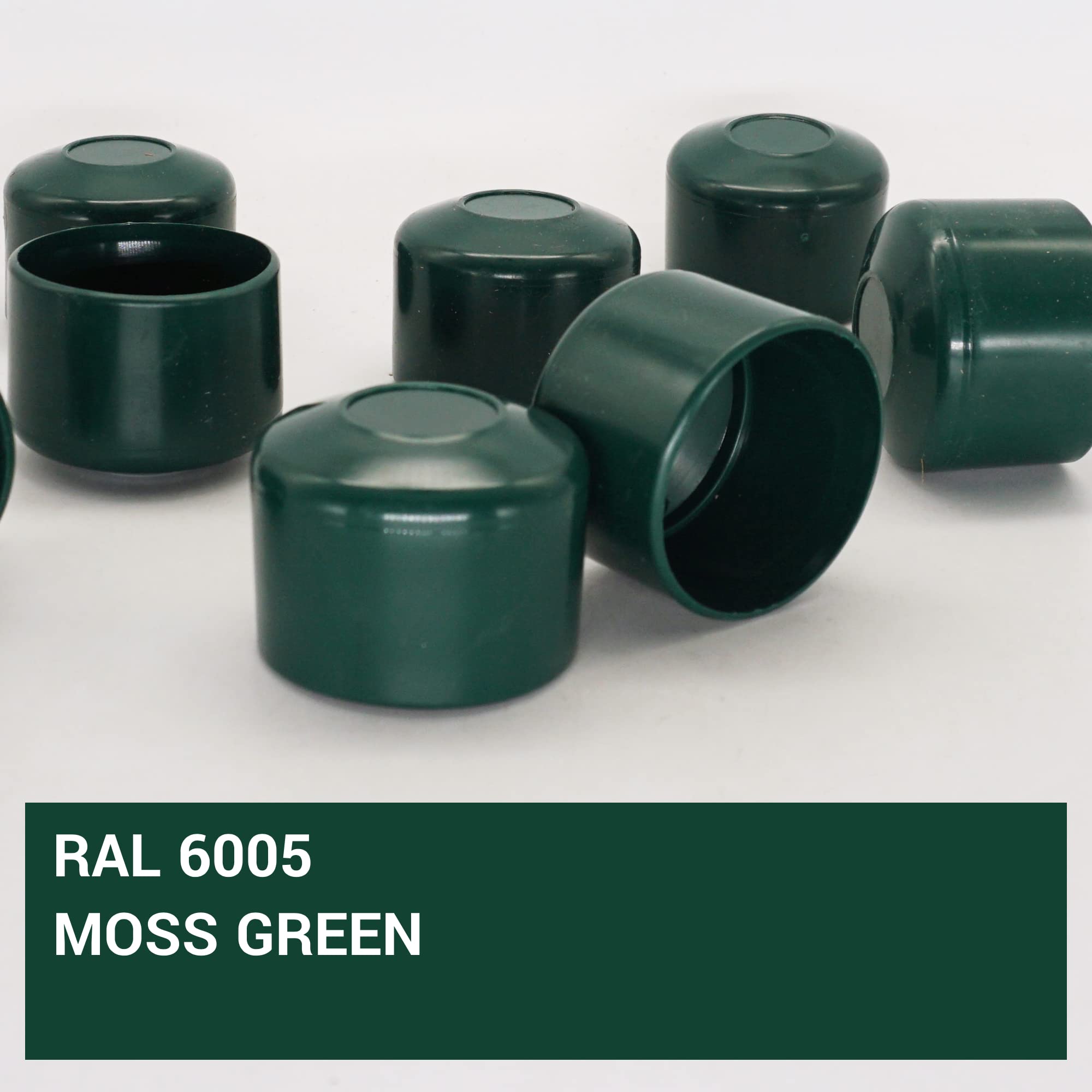 SKIR'CO (6 pcs) Fence Post Caps, Round 40 mm Green Plastic Caps for Round Fence Posts Fence Post Covers, Moss Green RAL 6005 - Image 3