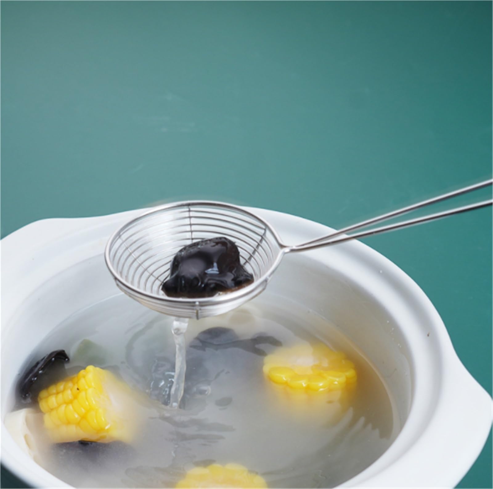 Sitko Kuchenne Skimmer Ze Stali Nierdzewnej Z Drobnymi Oczkami, Długi Uchwyt, Sitko, Filtr Kuchenny Łyżka Do Odcedzania(31cm)