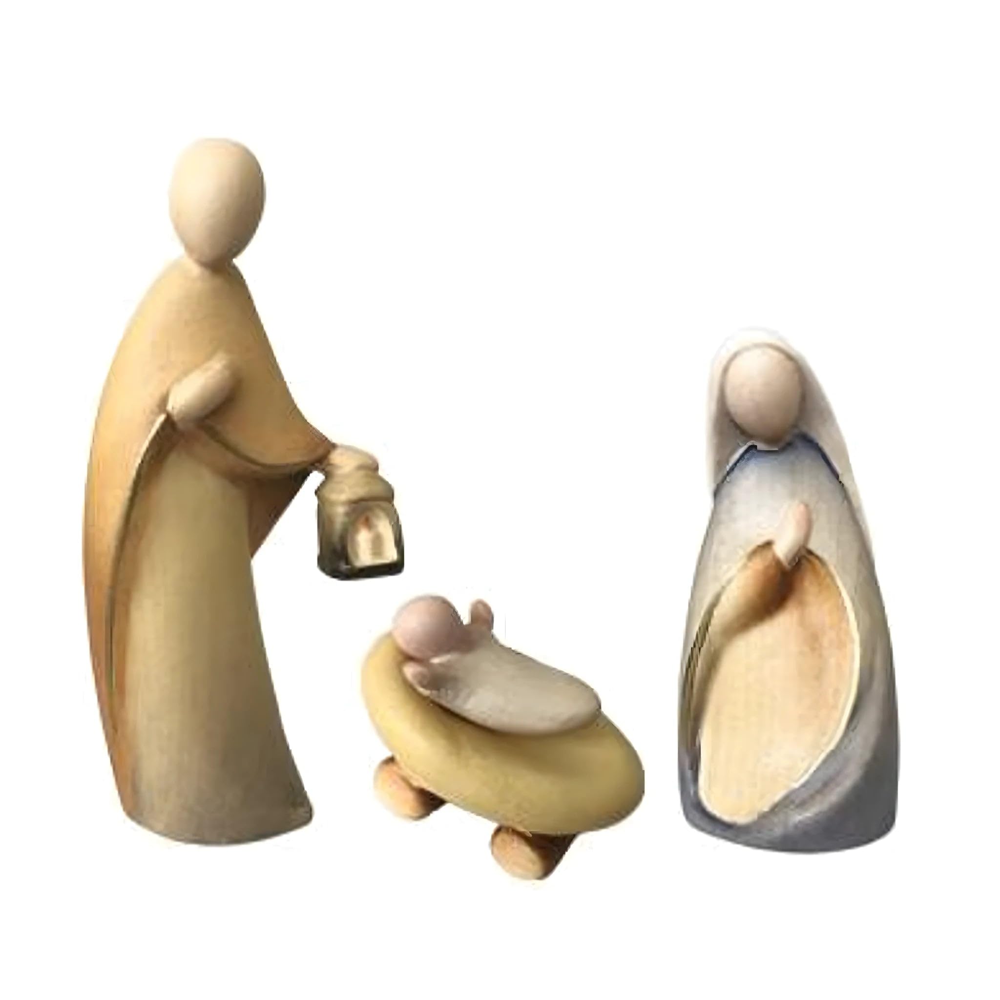 Dolfi's Carved Holy Family, No Stable - Natural Wood