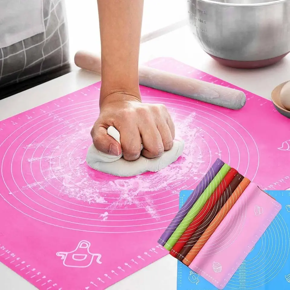 Kit 2 Tapete Silicone Culinário 50x40cm Para Amassar Massas Paes Confeitaria Cozinha Forno Assar Biscoitos Antiaderente Reutilizável Resistente Calor Pastelaria Macarons Antiderrapante Forma Premium