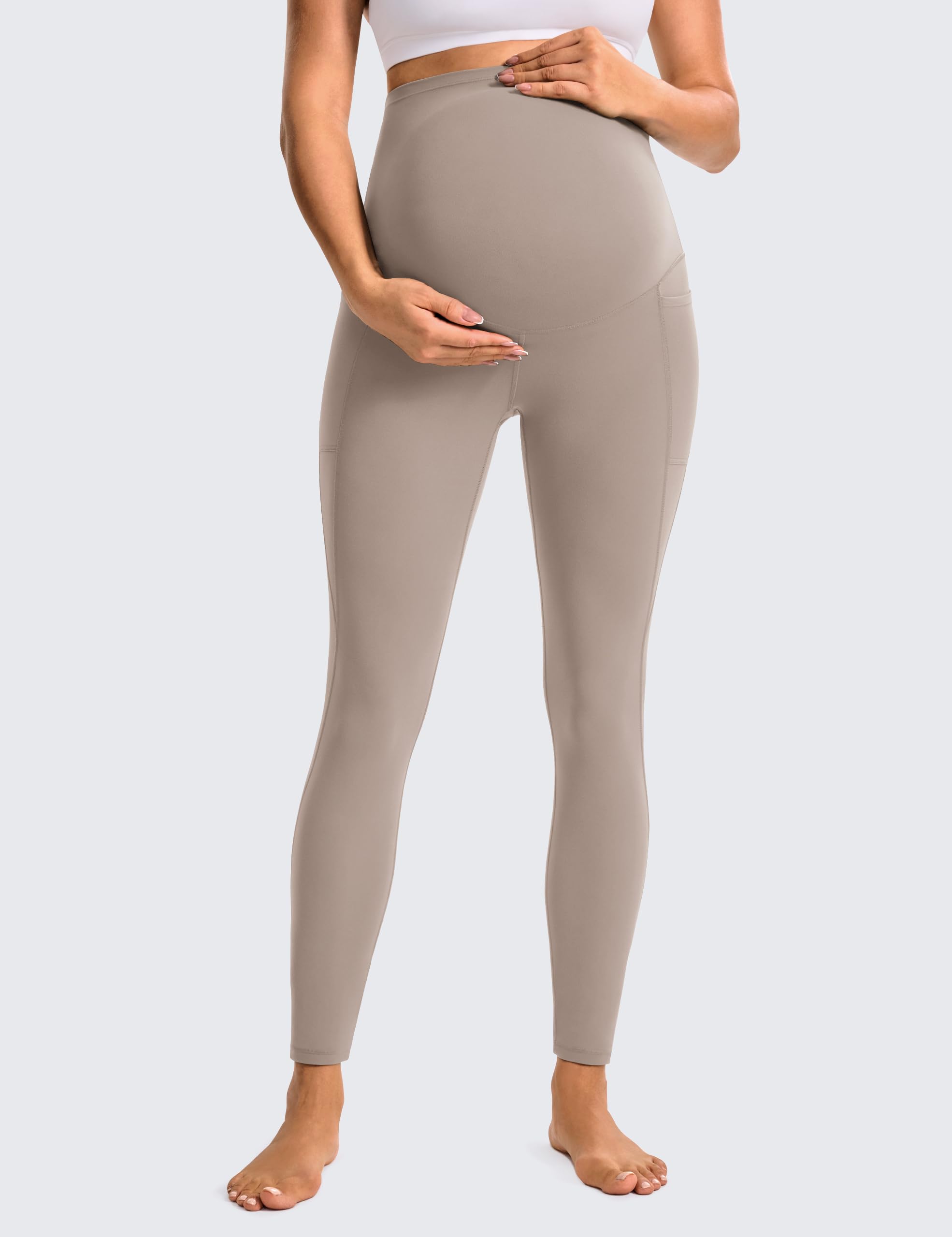 BAYDI Clouduxi, leggings premaman con tasche, 64 cm, a vita alta, opachi, pantaloni premaman