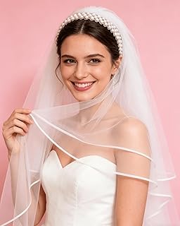 Pearl Headband with Integrated Veil for Bachelorette Party Decorations | Bridal Shower Favors, Wedding Accessories, Engagement Favors