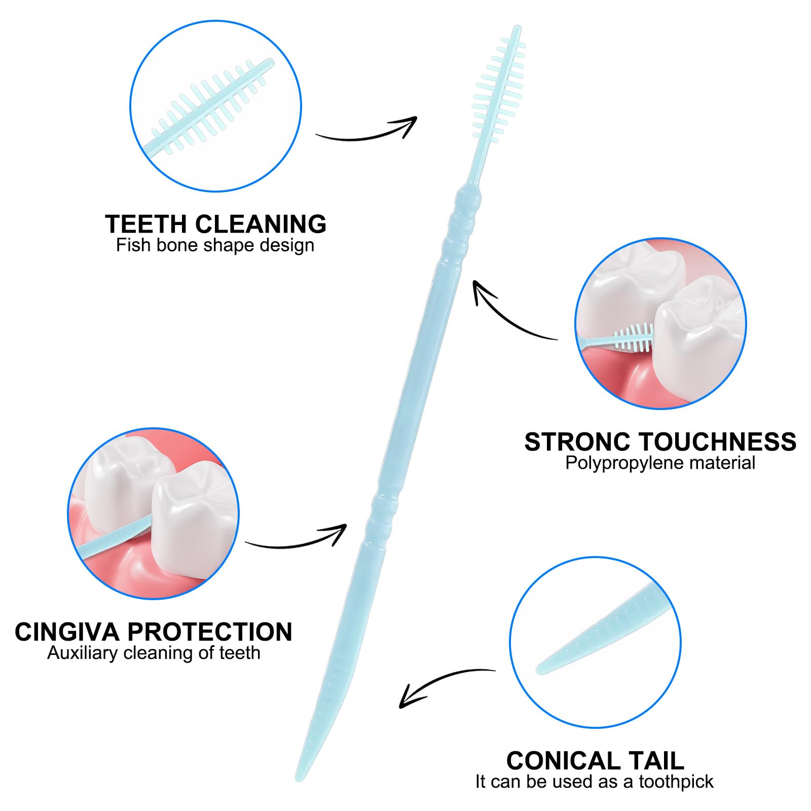 Cure dents plastique double tête fil dentaire brosse interdentaire portable boîte 240 pièces