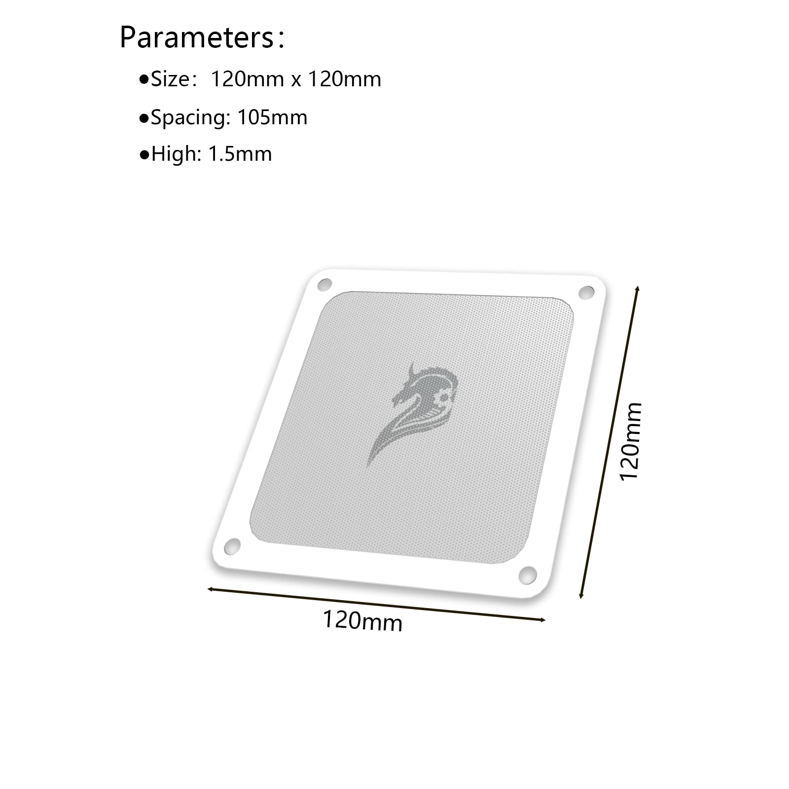 Filtro Antipolvere PC 120mm Magnetico Filtro per ventola computer Griglia a Rete Ventola di Raffreddamento PVC per Computer Case(PVC Gentiluomo, 120 * 120 mm, 5 pezzi, bianco)