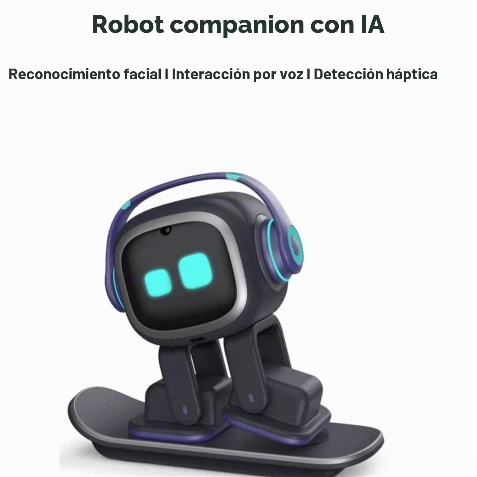 Robot AI Companion con reconocimiento facial, interacción de voz, detección háptica, carga inalámbrica de 5 W para escritorio y hogar inteligente