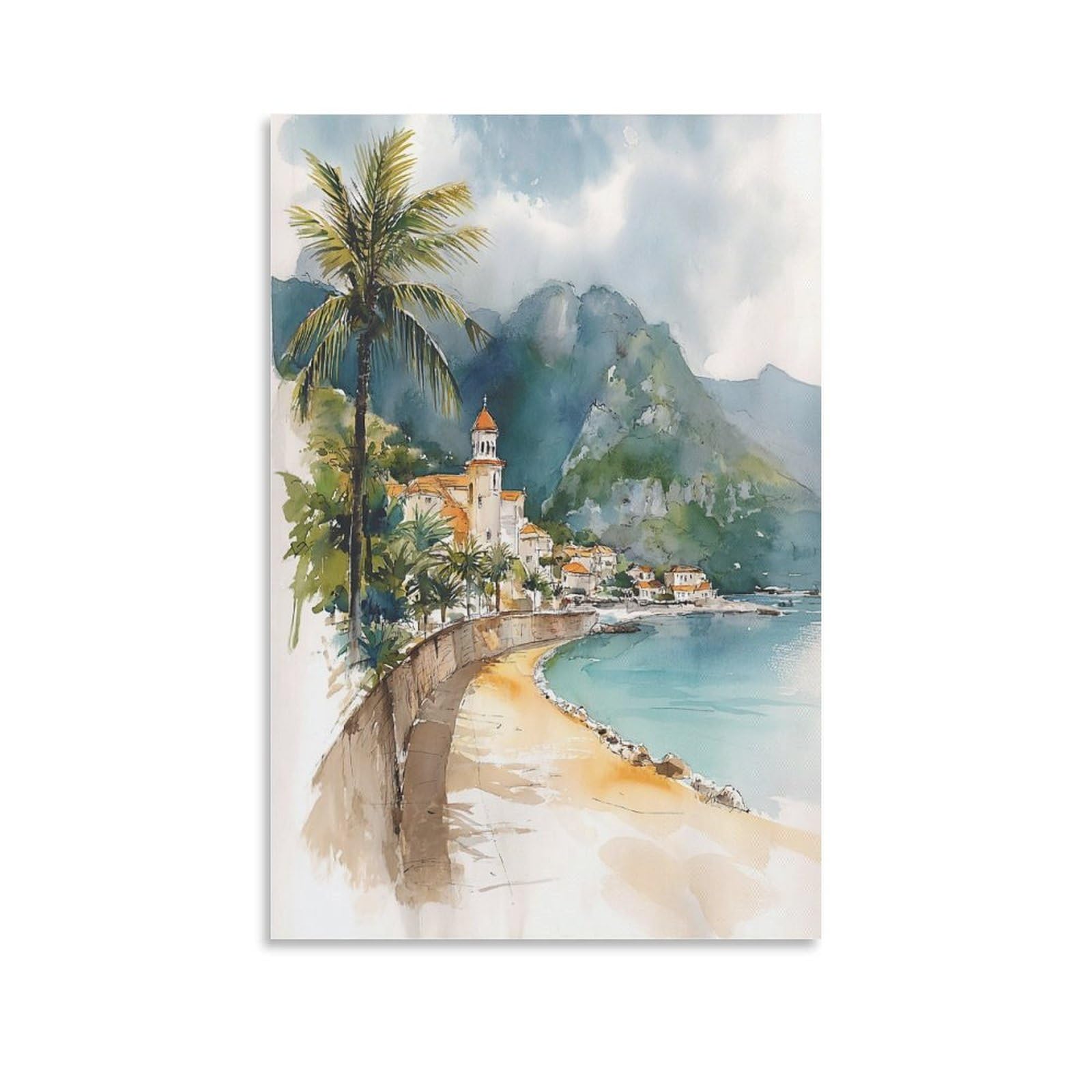 Martinique 20x30inch(50x75cm) Vintage Travel Poster Watercolor Canvas Art