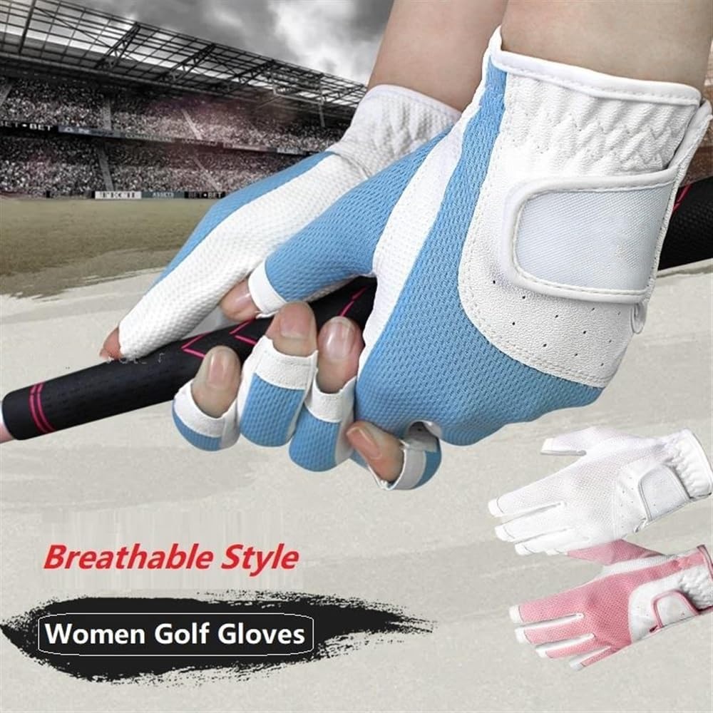 Golfhandschuhe 1Pair Fingerlose Frauen Golfhandschuhe Damen Mode Griffhandschuhe for Golf Wandern Paddeln Fahren Links und rechts Golfhandschuhe Damen(Pink,18)