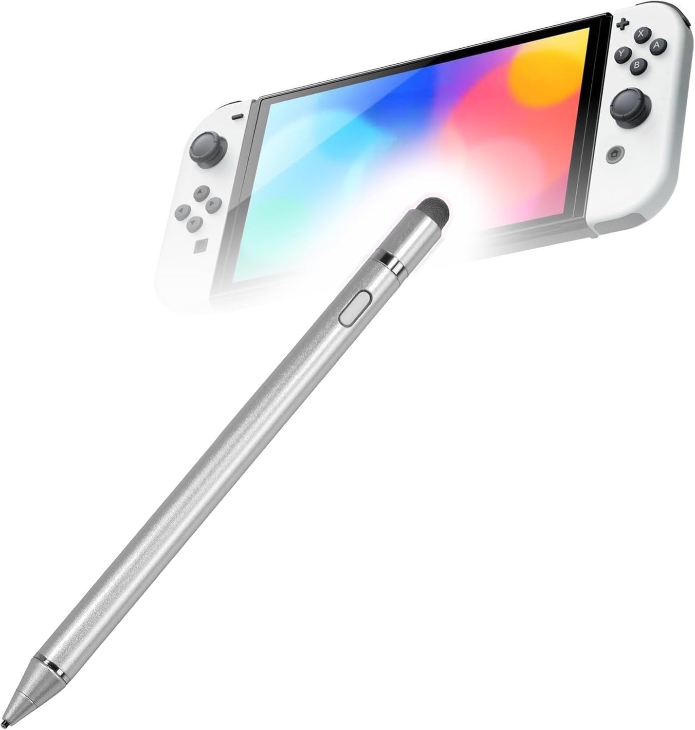 BoxWave Stylus Pen Compatible with Nintendo Switch OLED Model - AccuPoint Active Stylus, Electronic Stylus with Ultra Fine Tip - Metallic Silver