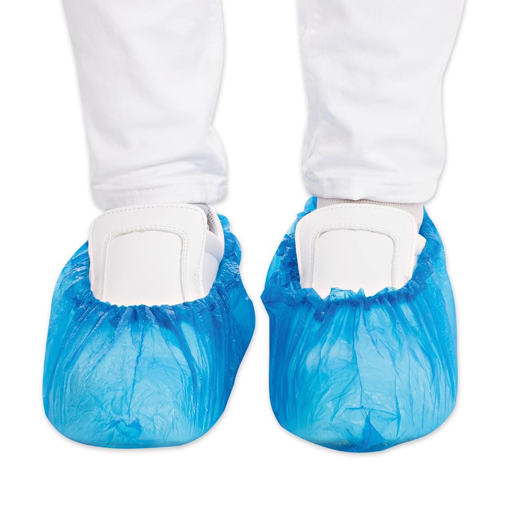 Hygostar 2000x Schuhüberzieher Einweg blau, CPE Überzieher Schuhe, Schuh Überzieher wasserdicht, Überschuhe Fersenschutz für Schuhe, Schuhüberzieher reißfest, Überschuhe elastisch, Überziehschuhe