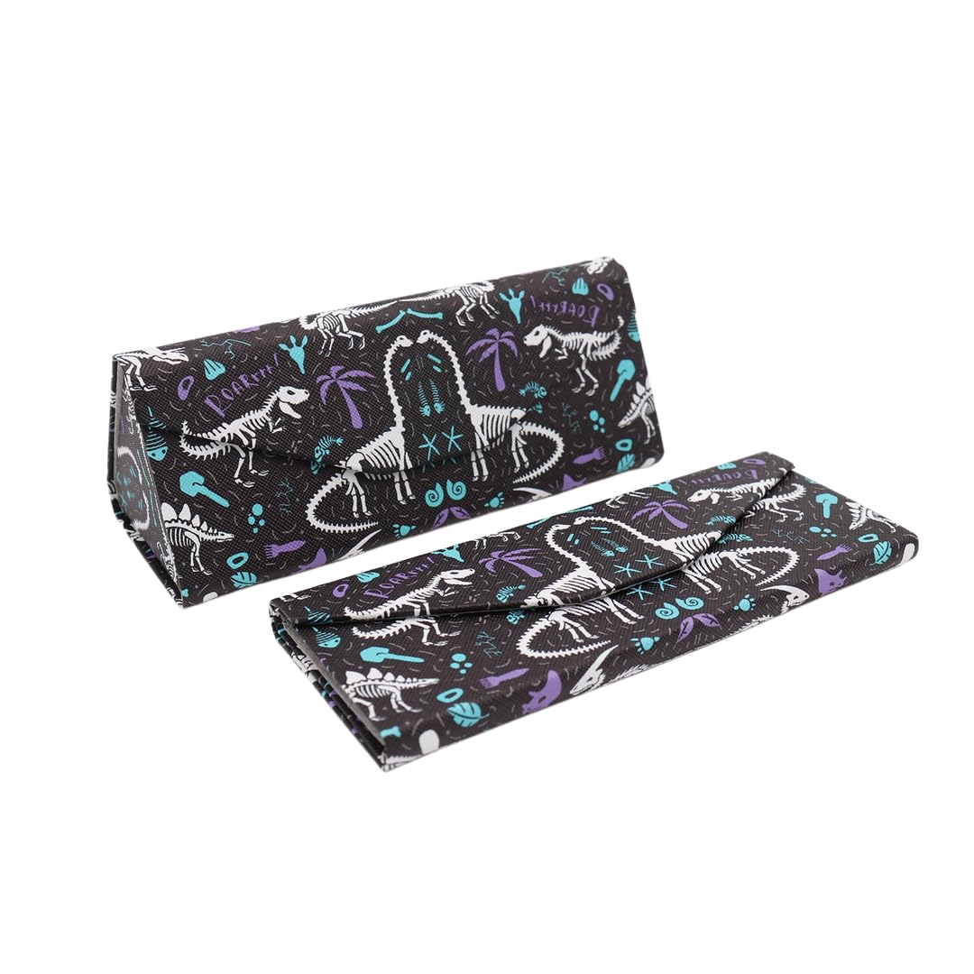 Real Sic Glasses Case for Men and Women - Magnetic Folding Hard Shell Sunglass Holder - Inspired by Adorable Animals, Dinosaur Fossils, Large