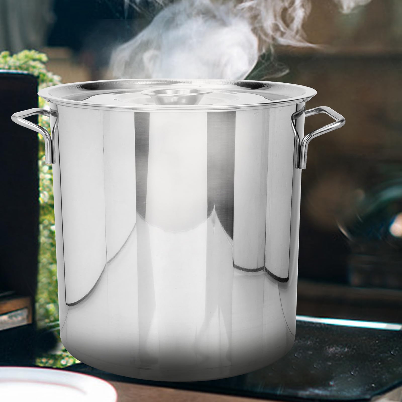 Pentola in Acciaio Inox per Cucina Manici, Design Lucido e Liscio, Pentola Grande per Zuppa e Bollitura, per Preparare Gamberi e Zuppe