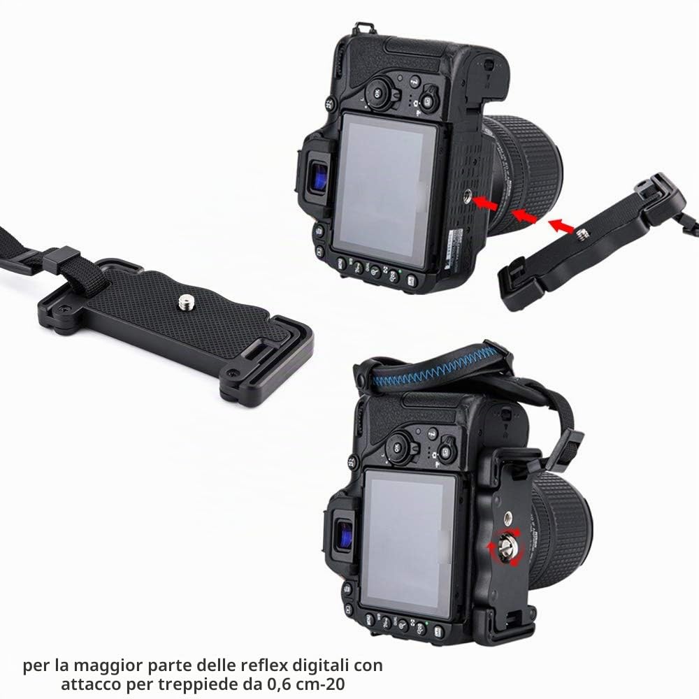 JJC Cinghia da polso con piastra tipo U per fotocamera DSLR Canon, Nikon, Olympus, Sony, Panasonic, Pentax