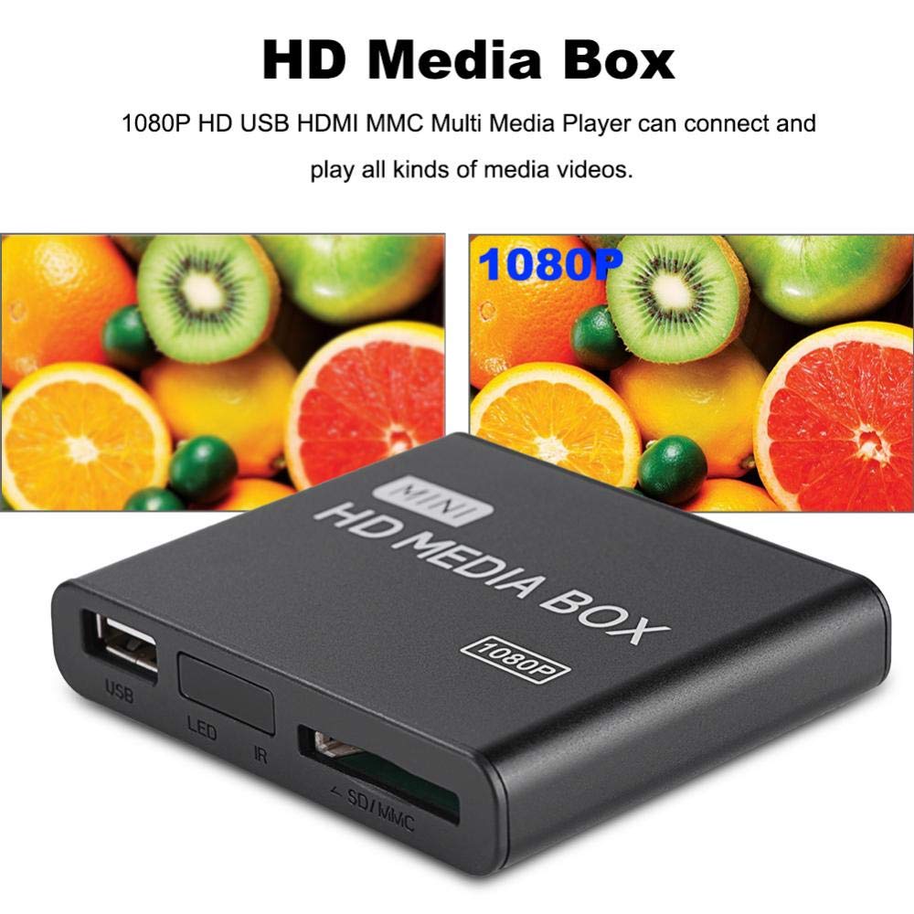 VBESTLIFE TV Box de Full HD, Mini Média Player 1080P Support Media Box, USB, Disque Dur Mobile, Carte SD, Disque Dur Mobile 2.5 etc(EU)