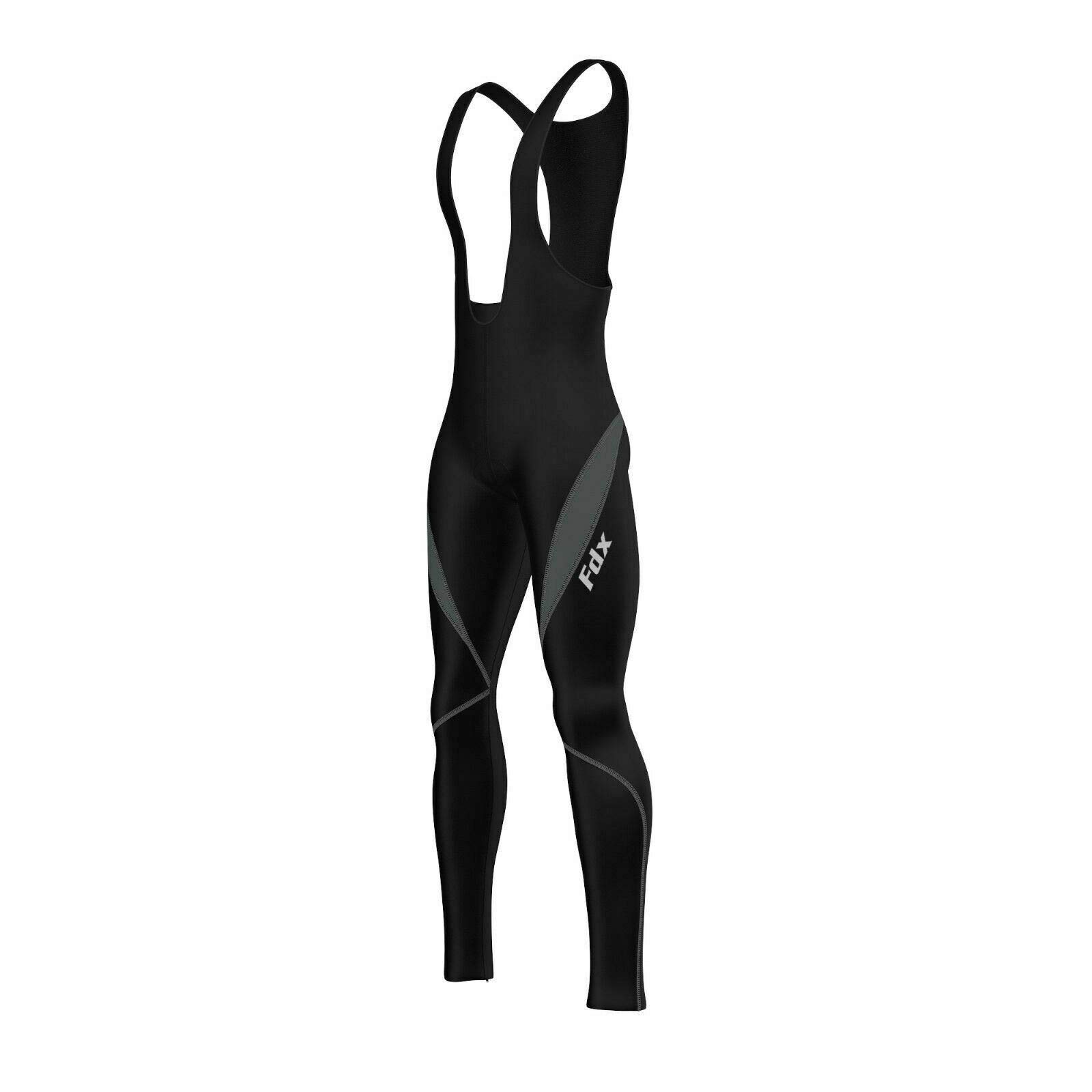 FDX Culotte con Tirantes para Hombre, Acolchado, Ligero y Transpirable, Tejido térmico Roubaix de Secado rápido, con Bolsillo Trasero con Cremallera; Mallas de Ciclismo de Invierno