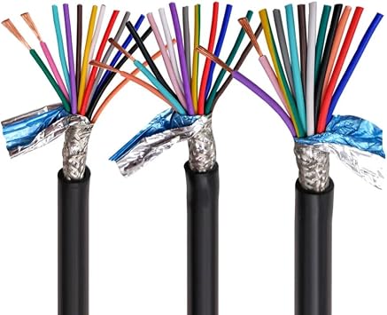 Multi-core Shielded Cable RVVP22AWG 0.3mm2 3 4 5 6 8 10 12 14 16 20 24 core Anti-Interference Control Signal Wire Color 24 cores 3 Meters, Size 22AWG 0.3mm