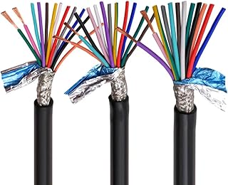 Multi-core Shielded Cable RVVP22AWG 0.3mm2 3 4 5 6 8 10 12 14 16 20 24 core Anti-Interference Control Signal Wire (Color : 4 cores 5 Meters, Size : 22AWG 0.3mm)